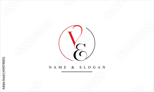 VE, EV, V, E abstract letters logo monogram