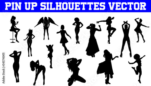 Pin Up Silhouettes Vector | Pin Up SVG | Clipart | Graphic | Cutting files for Cricut, Silhouette 