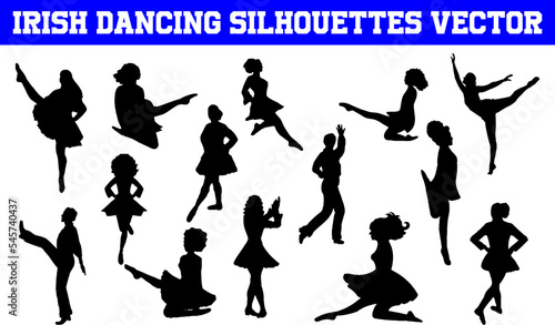 Irish Dancing Silhouettes Vector | Irish Dancing SVG | Clipart | Graphic | Cutting files for Cricut, Silhouette
