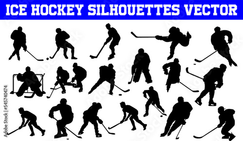 Ice Hockey Silhouettes Vector | Ice Hockey SVG | Clipart | Graphic | Cutting files for Cricut, Silhouette 