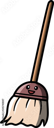Cartoon broomstick isolated on a white background