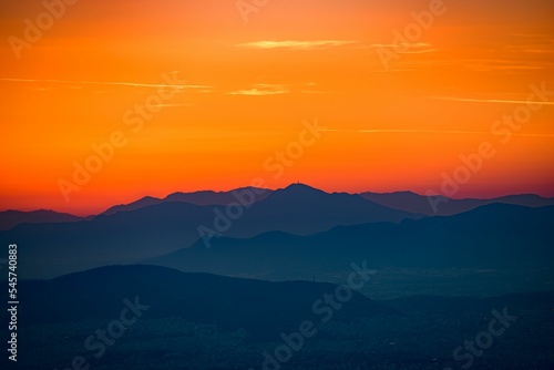 Beautiful shot of a sunset above the mountains