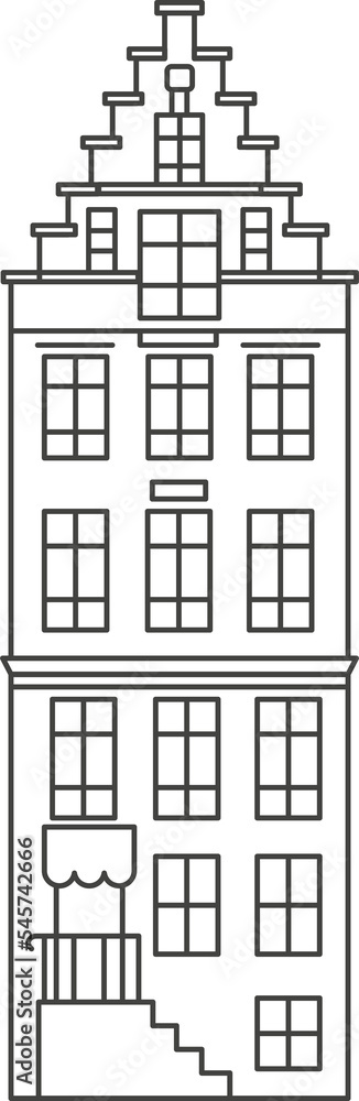 Old European houses. Architecture of the Netherlands. Outline illustration. Old European houses. Architecture of the Netherlands. Outline illustration.