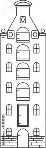 Fototapeta Naklejka Na Ścianę i Meble -  Old European houses. Architecture of the Netherlands. Outline illustration.