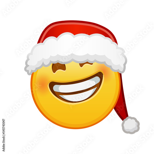 Christmas grinning face with laughing eyes Large size of yellow emoji smile