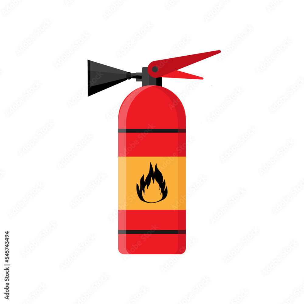 Realistic vector fire extinguisher icon. Portable device for extinguishing fires by releasing stored extinguishing agent