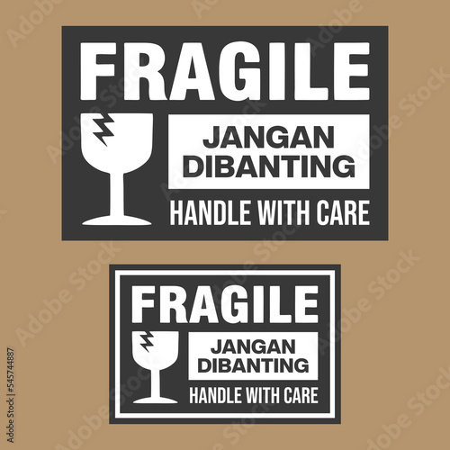 Fragile handle with care sticker and poster for delivery service