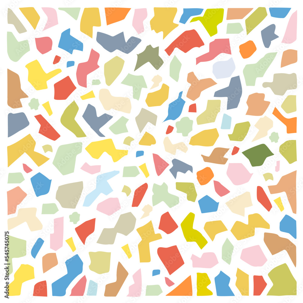Small fragments of various shapes and color on a white background. Freehand drawing. Doodle. Hand Drawn. Small fragments of various shapes and color on a white background. Freehand drawing. Doodle. Hand Drawn.