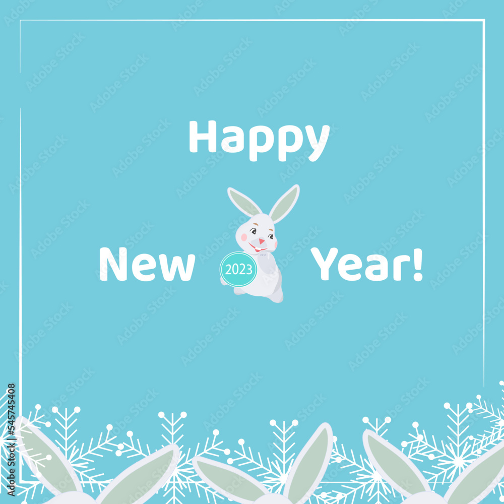 year of the rabbit 2023 in blue colors year of the rabbit 2023 in blue colors