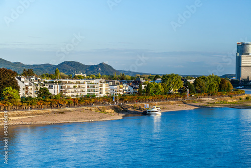 BONN, GERMANY - October 8 2022: View on the Beuel district from the Kennedy Bridge, Bonn, Beuel, Germany.