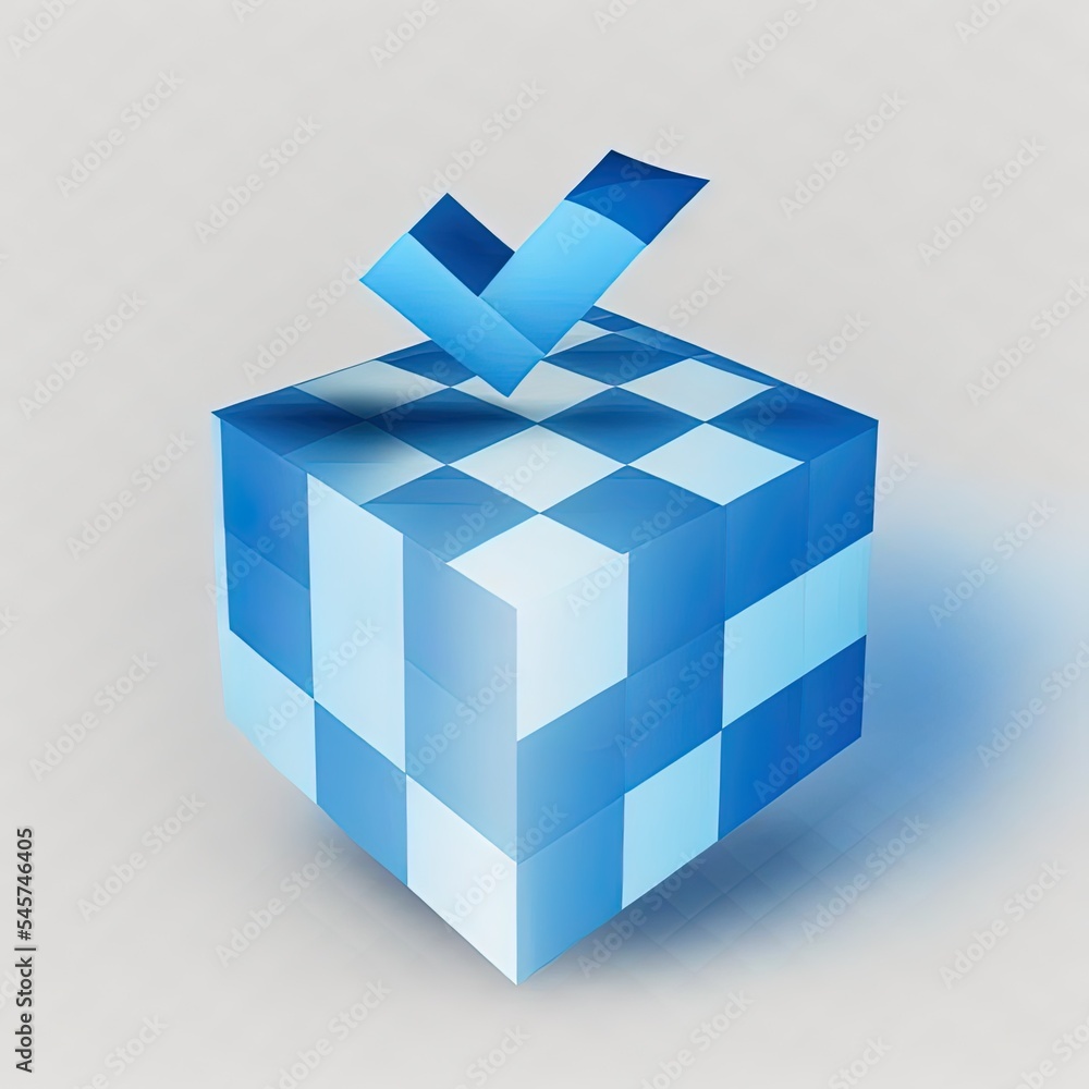 Blue 3D Illustration Of A Check Mark Check Box On A Light Masked ...