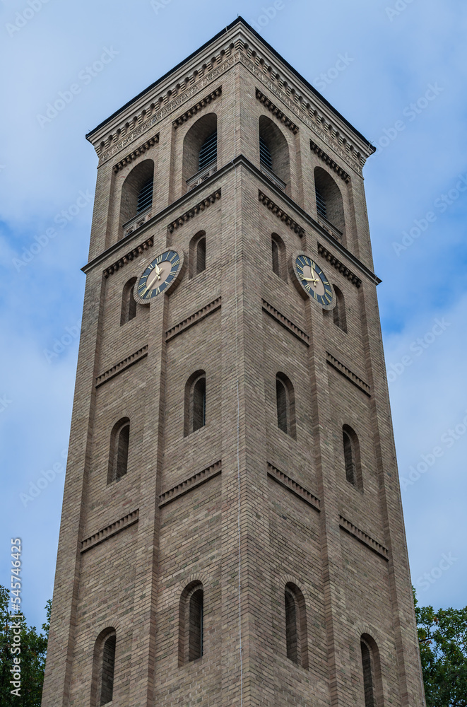 POTSDAM, GERMANY - October 15 2022: Historic bell towers at Schlosspark Sanssouci, Potsdam, Germany.
