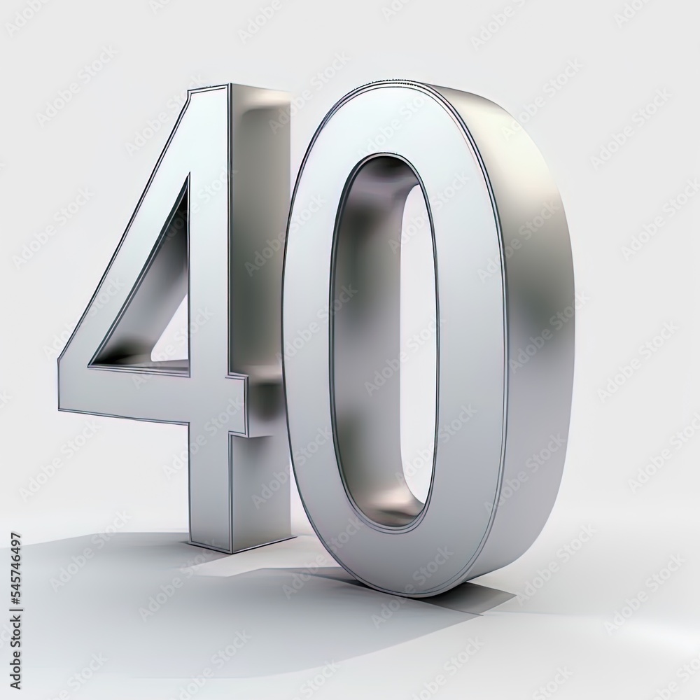 number forty on white background 3d rendering