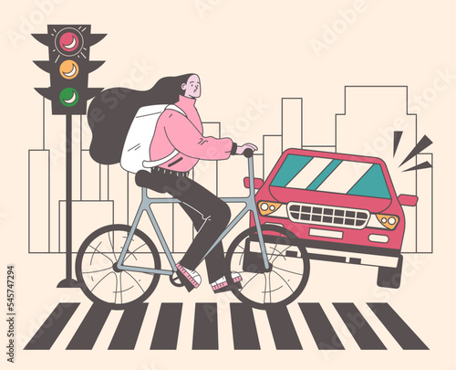 Pedestrian car accident danger crosswalk abstract concept. Vector graphic design illustration element

