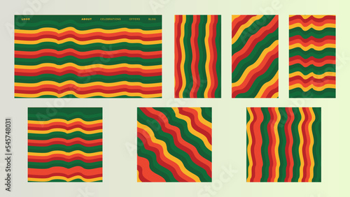 Set abstract background with red, yellow and green. landing page, web, feed promotion, wallpaper.