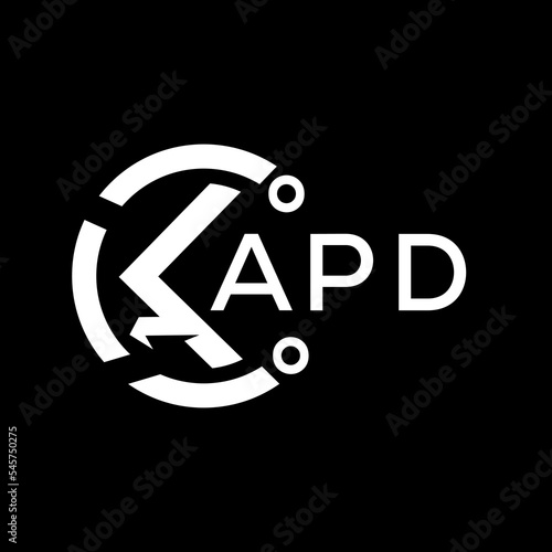 APD letter logo. APD black background and white letter. APD technology Monogram logo design for entrepreneur and business. APD best icon.
