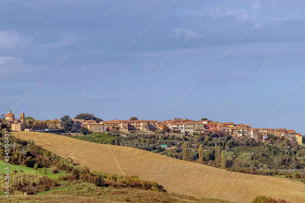 Panoramic view of Casciana Alta and surroundings, Casciana Terme, Pisa, Italy