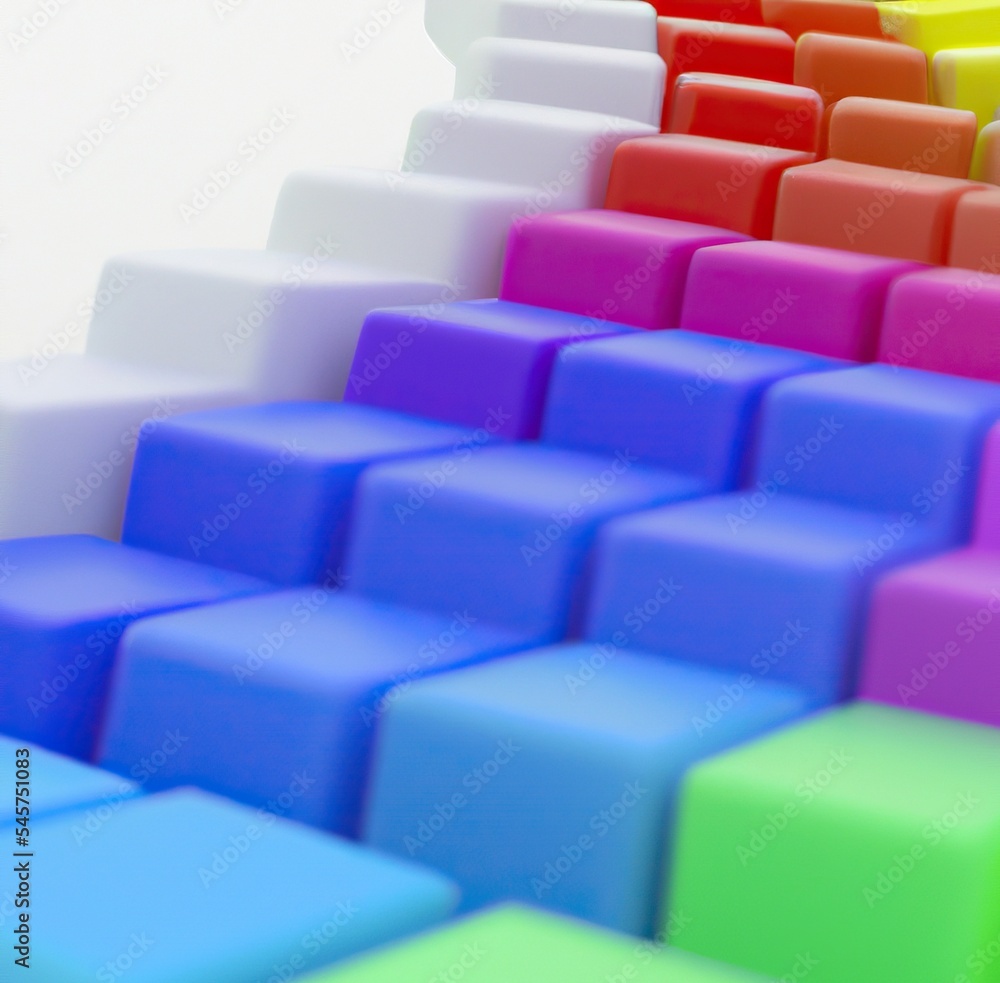 Obraz premium random colorful blocks squares abstract, blur effect background 3d render