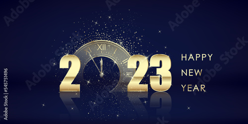 Gold 2023 numbers. Happy New Year Greeting Card