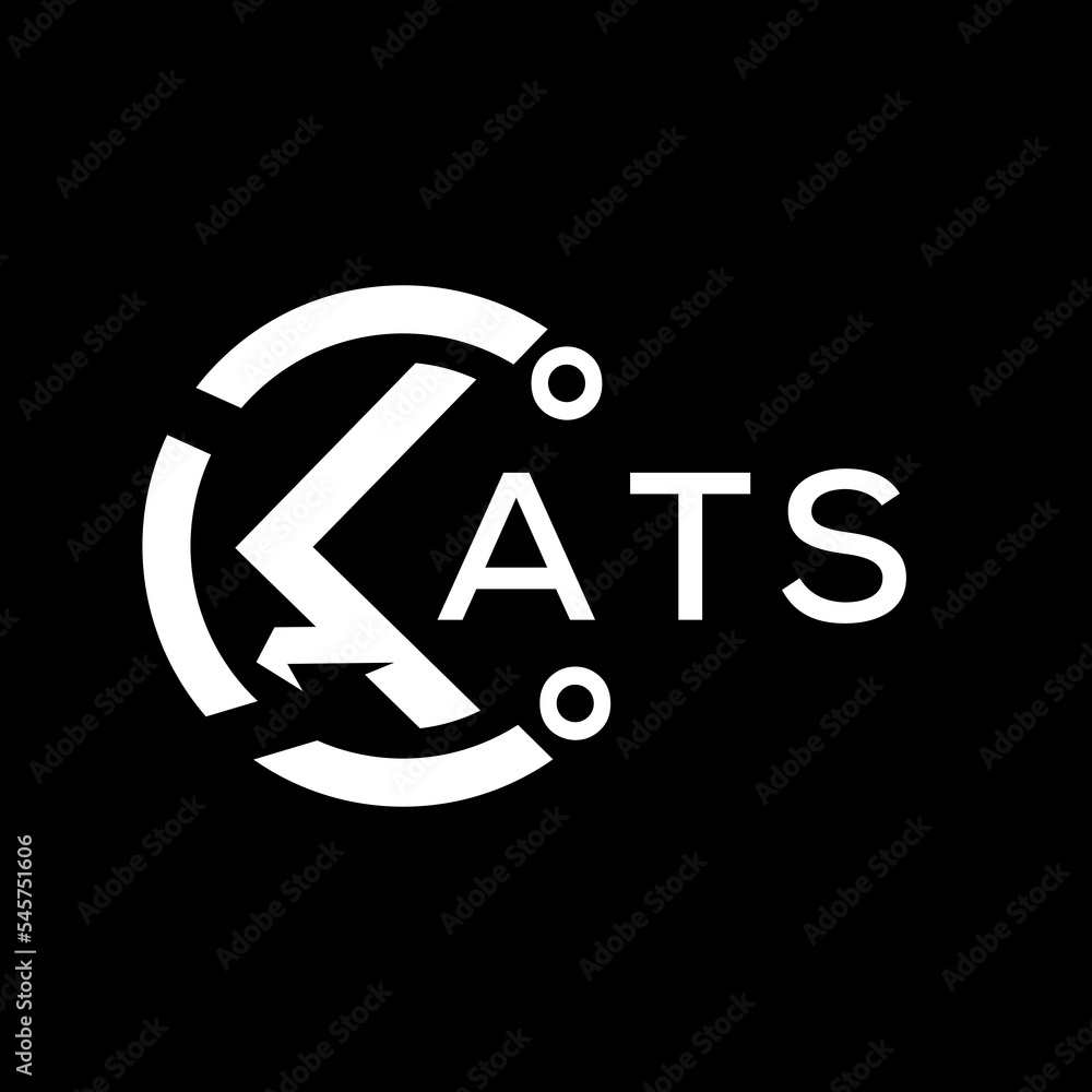 ATS letter logo. ATS black background and white letter. ATS technology ...
