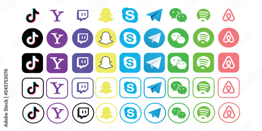 Icon set of popular social applications. Social media icons modern ...