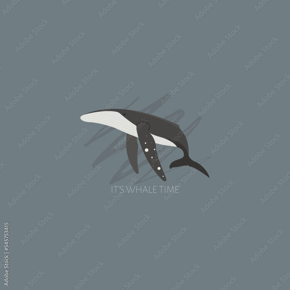 An isolated vector illustration of a whale in scandinavian colors. Underwater world, Marine life. Save the ocean. World whale day An isolated vector illustration of a whale in scandinavian colors. Underwater world, Marine life. Save the ocean. World whale day