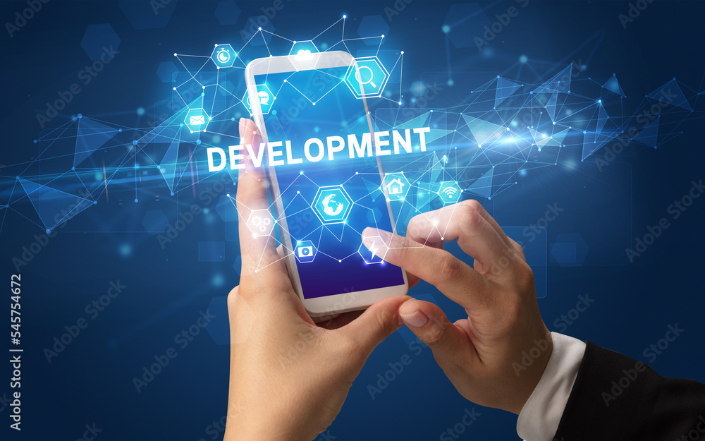 Hand using smartphone with technology concept Hand using smartphone with technology concept