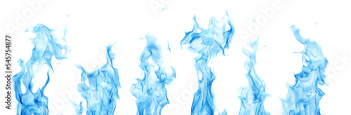 six blue fires on white