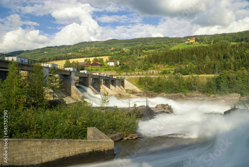 Hunderfossen dam in the Lagen river near Lillehammer