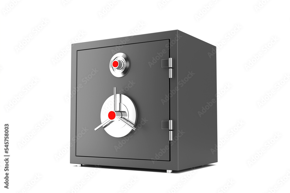 Closed Metal Safe Vault, Secured with Lock Protection, 3D Illustration Closed Metal Safe Vault, Secured with Lock Protection, 3D Illustration