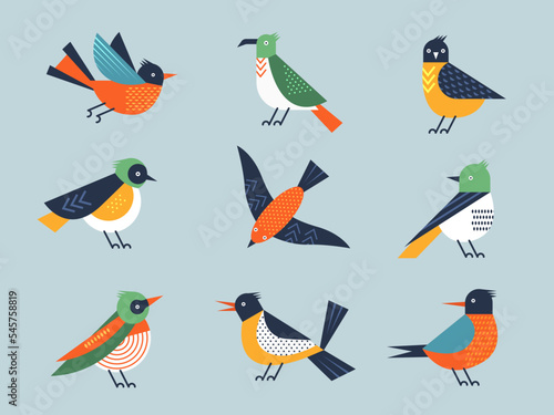 Abstract birds. Flying stylizing geometrical form birds illustrated of freedom symbols recent vector minimalism shapes isolated on white