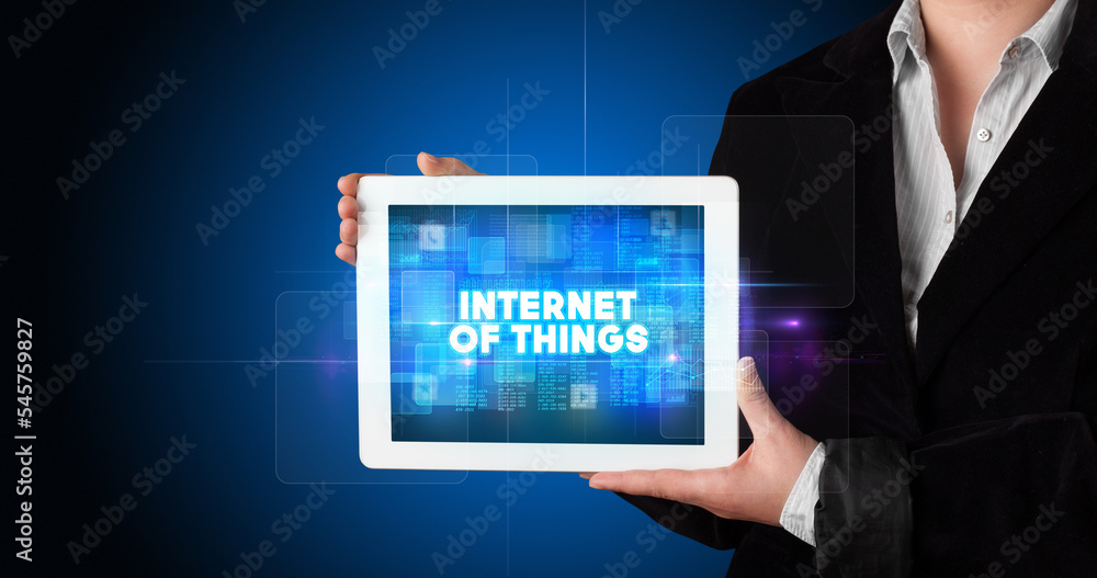 Person holding tablet, technology concept Person holding tablet, technology concept
