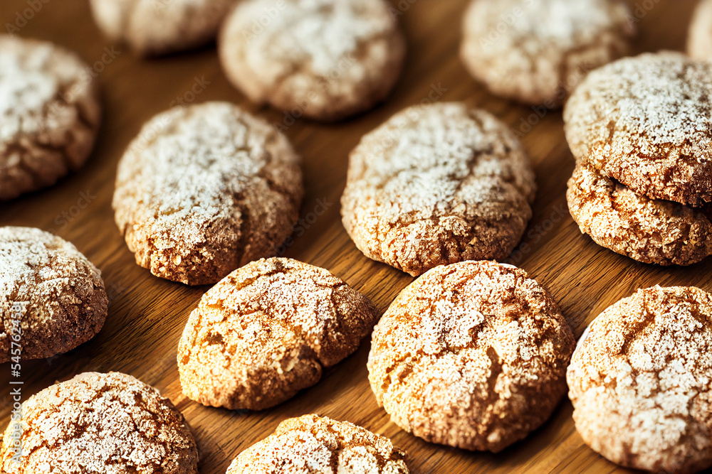 Vertical shot of Delicious tasty almond cookies 3d illustrated Vertical shot of Delicious tasty almond cookies 3d illustrated