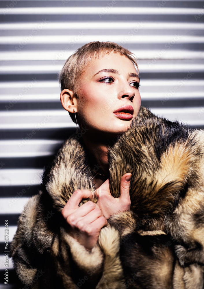 portrait of a person in fur coat portrait of a person in fur coat