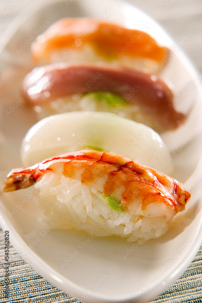 Delicious Japanese food, Sushi, rice with shrimp Delicious Japanese food, Sushi, rice with shrimp