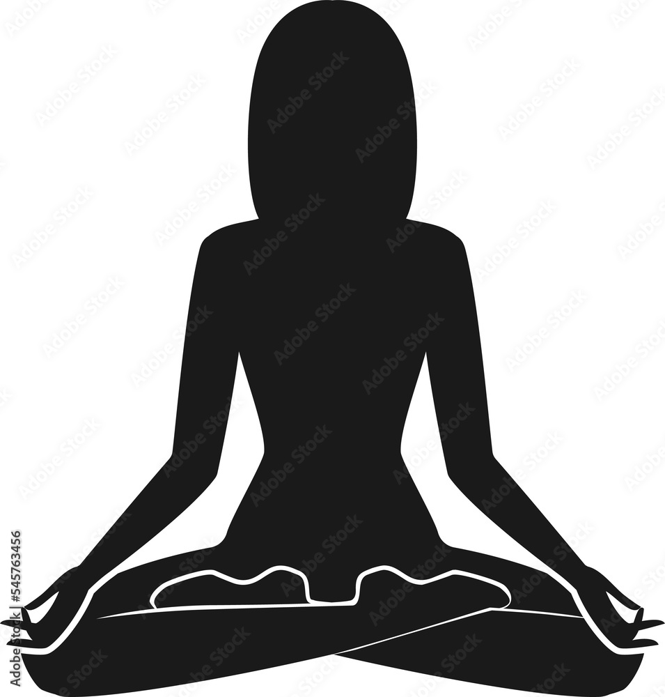 Silhouette of meditating girl in yoga pose Silhouette of meditating girl in yoga pose