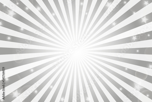 Sun rays background. White and grey radial abstract comic pattern with stars. Vector explosion abstract lines backdrop