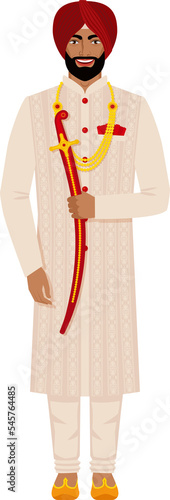 Indian groom in traditional costume photo