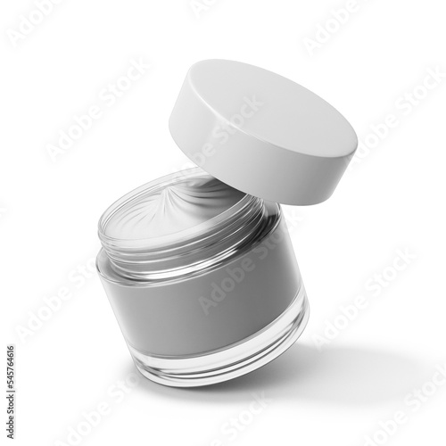 blank cosmetic cream jar with transparent background. 3D render.