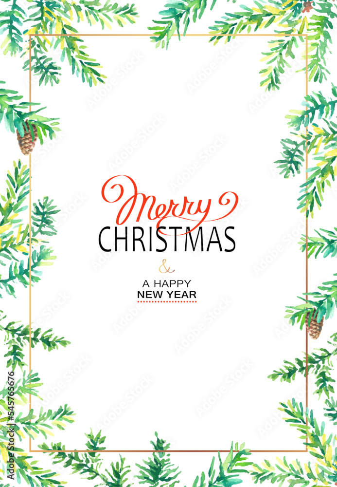 Christmas Poster - Illustration. Vector illustration of Christmas Background with branches of christmas tree