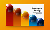 Vivid 3D balls journal cover template. Creative web banner design vector illustration.