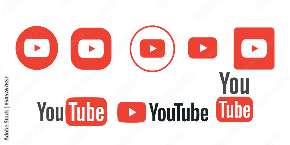 Youtube icons set. Youtube app. Symbol of social network stock vector