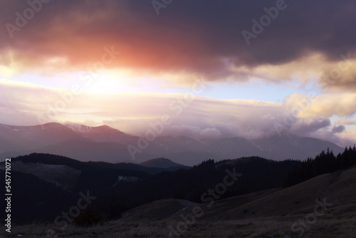 autumn morning scenery, nature colorful background, Carpathians mountains, Ukraine, Europe 