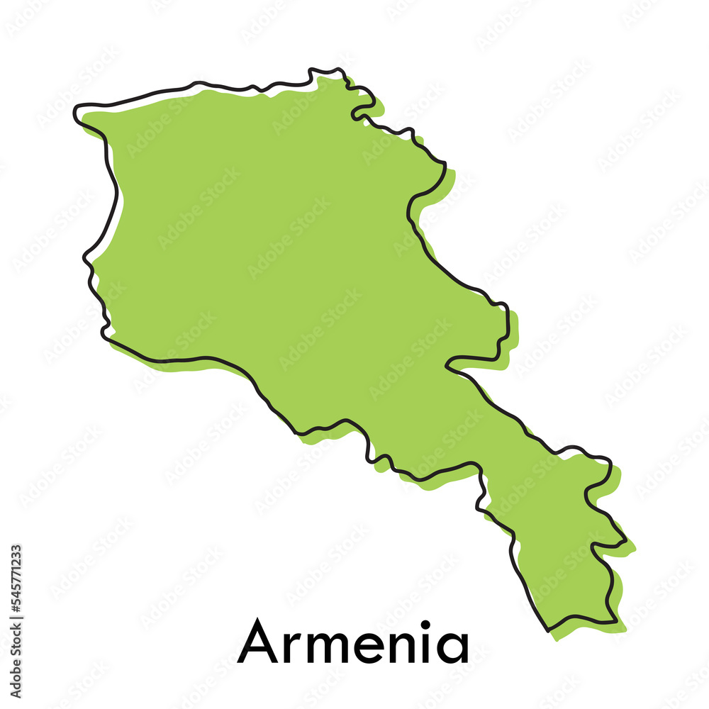 Armenia map - simple hand drawn stylized concept with sketch black line outline contour map. country border silhouette drawing vector illustration Armenia map - simple hand drawn stylized concept with sketch black line outline contour map. country border silhouette drawing vector illustration