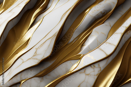 Fototapeta Naklejka Na Ścianę i Meble -  Gold and White Golden Marble Textures 3D Artwork Luxury Abstract Background. Magnificent Expensive Premium Material Awesome Wallpaper. Three Dimension Unusual Structure Visualisation Art Illustration
