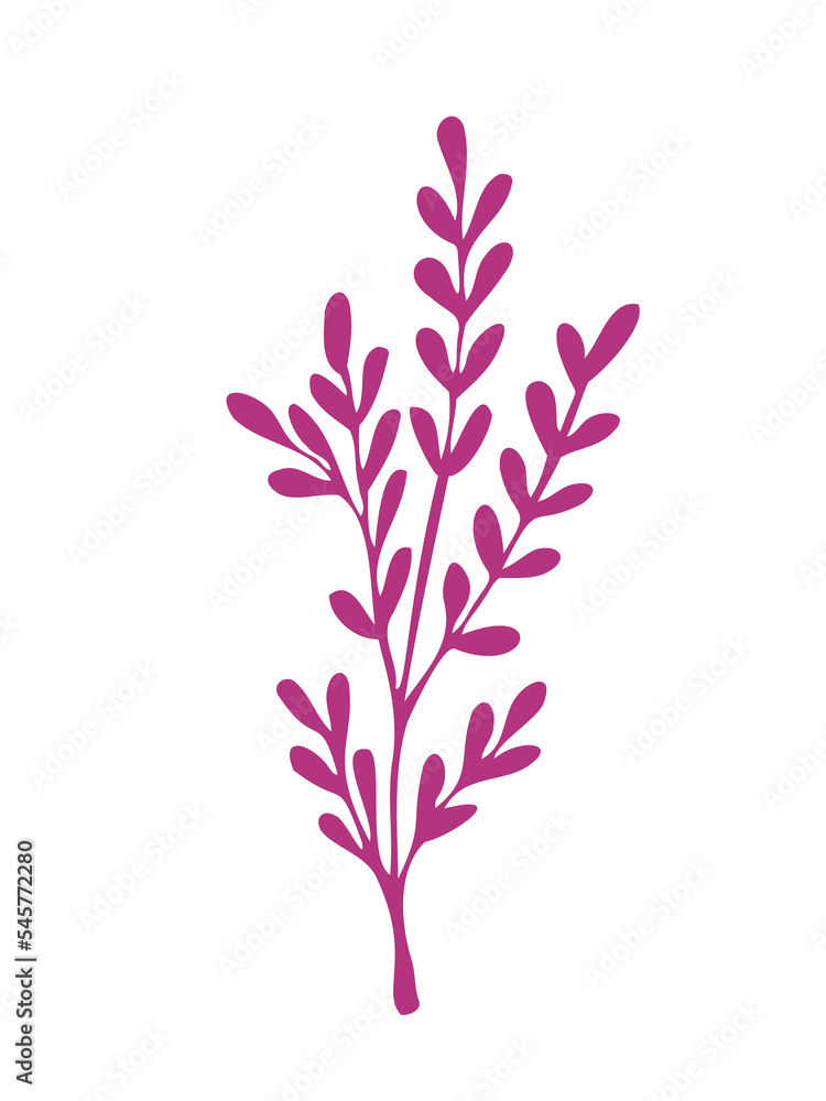 A branch with leaves. Plant drawing. Abstract Plant Art design for print, cover, wallpaper. PNG illustration