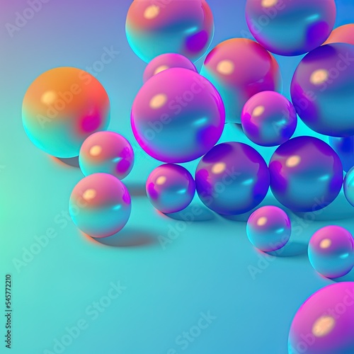Colored balls on a cyan gradient background