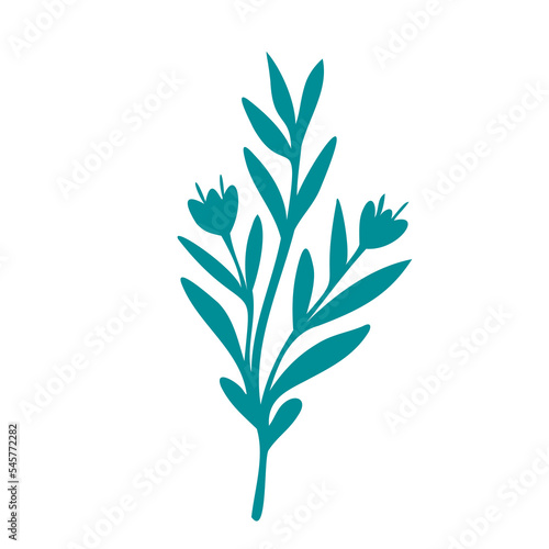 A branch with leaves. Plant drawing. Abstract Plant Art design for print  cover  wallpaper. PNG illustration