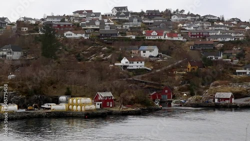 houses on mountain side bergen norway photo