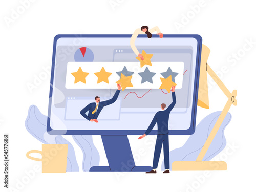 Business people create a product with a high rating